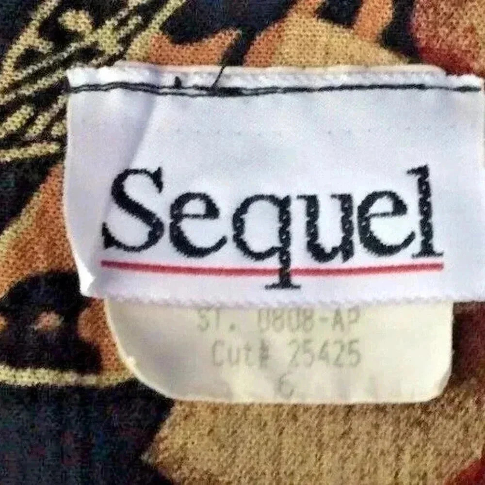 SEQUEL Women Long Sleeve Floral Black & Brown Collarless Cardigan Blouse Size 6 - Picture 10 of 10